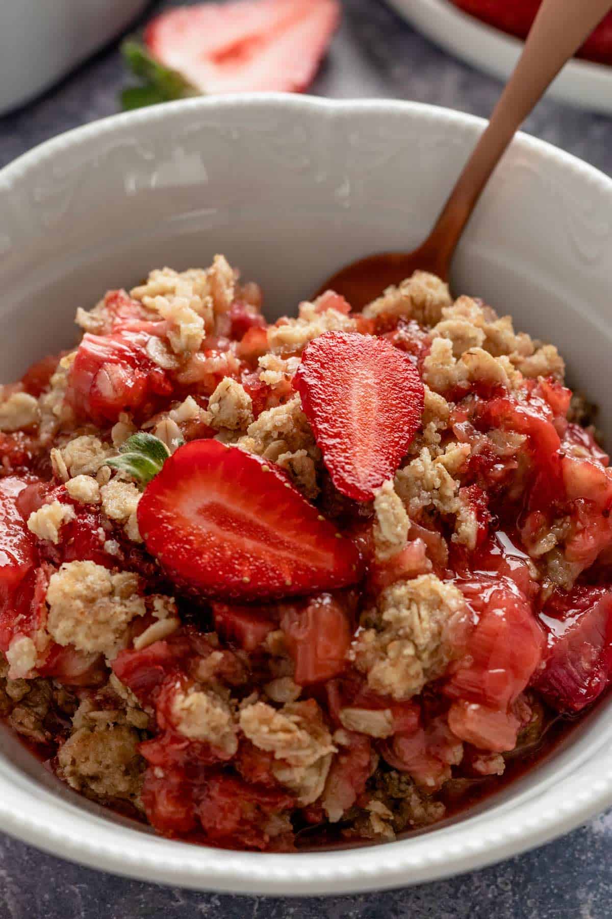 Strawberry Rhubarb Crisp in a bowl