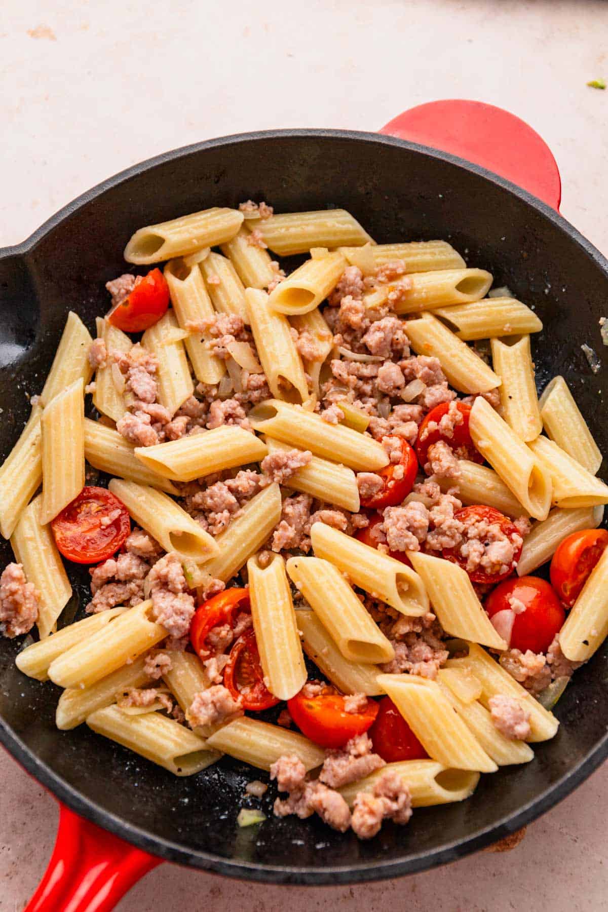 pasta with sausage.