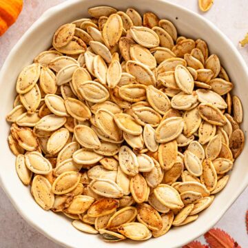 golden brown pumpkin seeds.