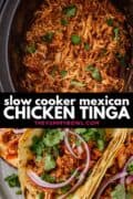 chicken tinga tacos with onion and cilantro on a plate