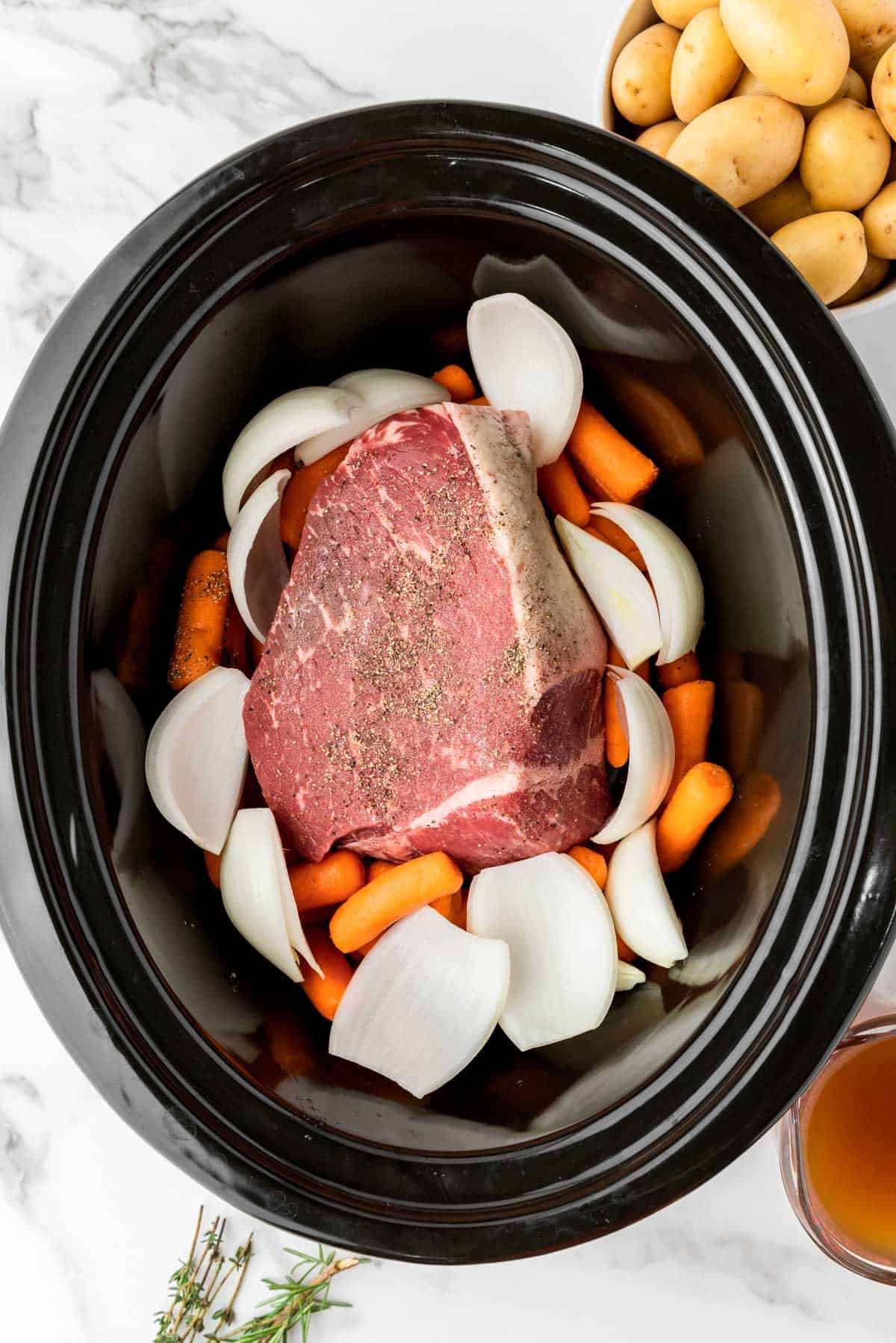 rump roast with vegetables in slow cooker