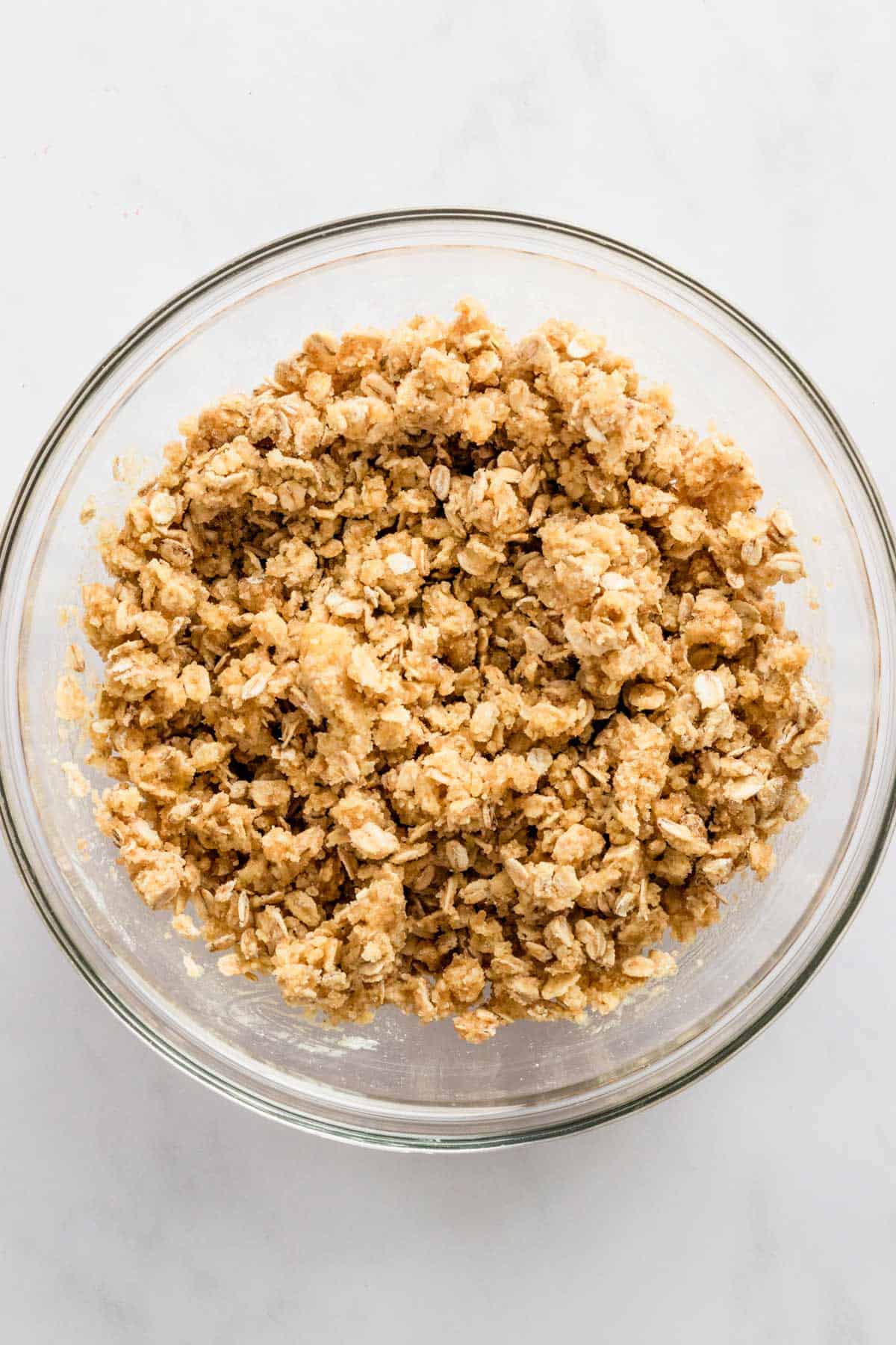 rhubarb crisp topping in a bowl