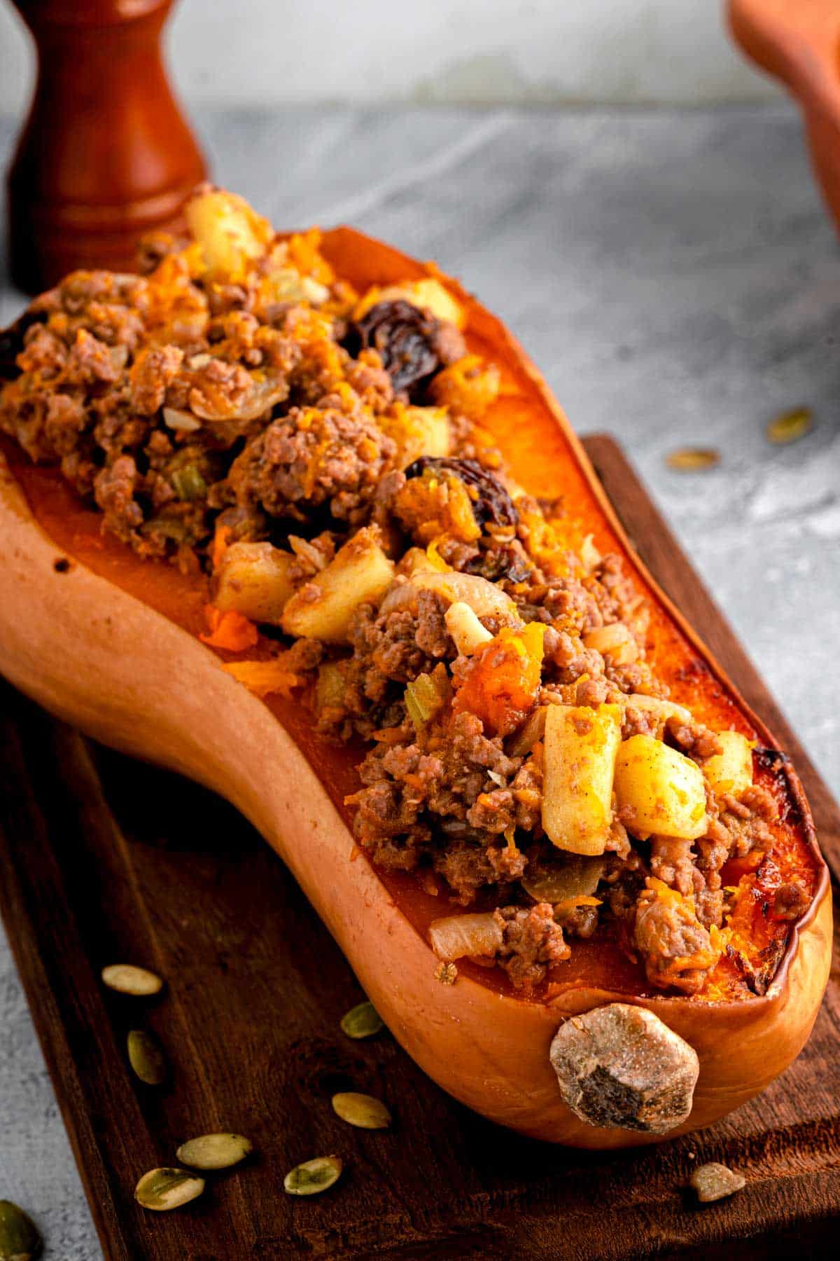 sausage stuffed butternut squash.