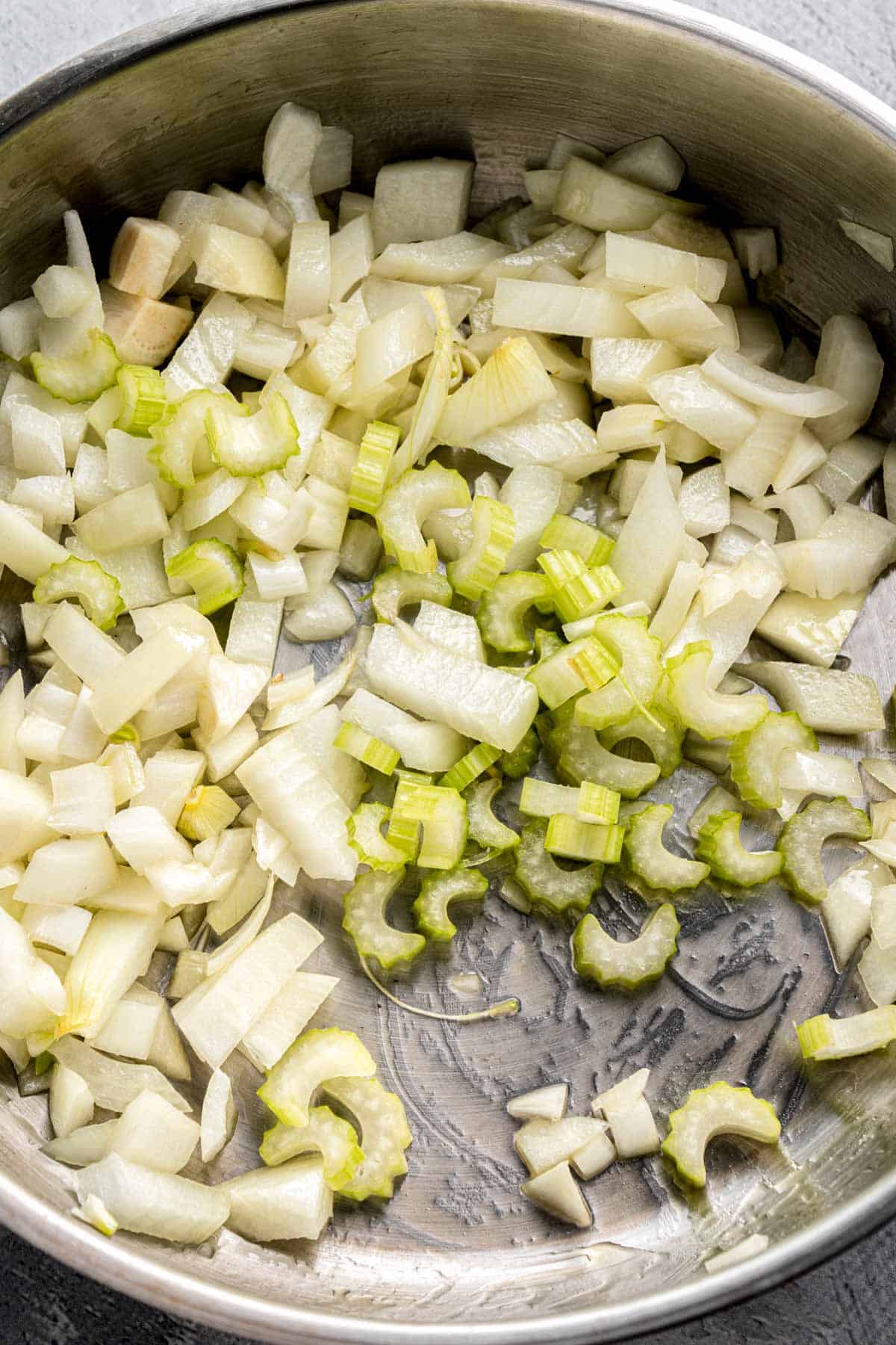 sauteing onion in skillet.