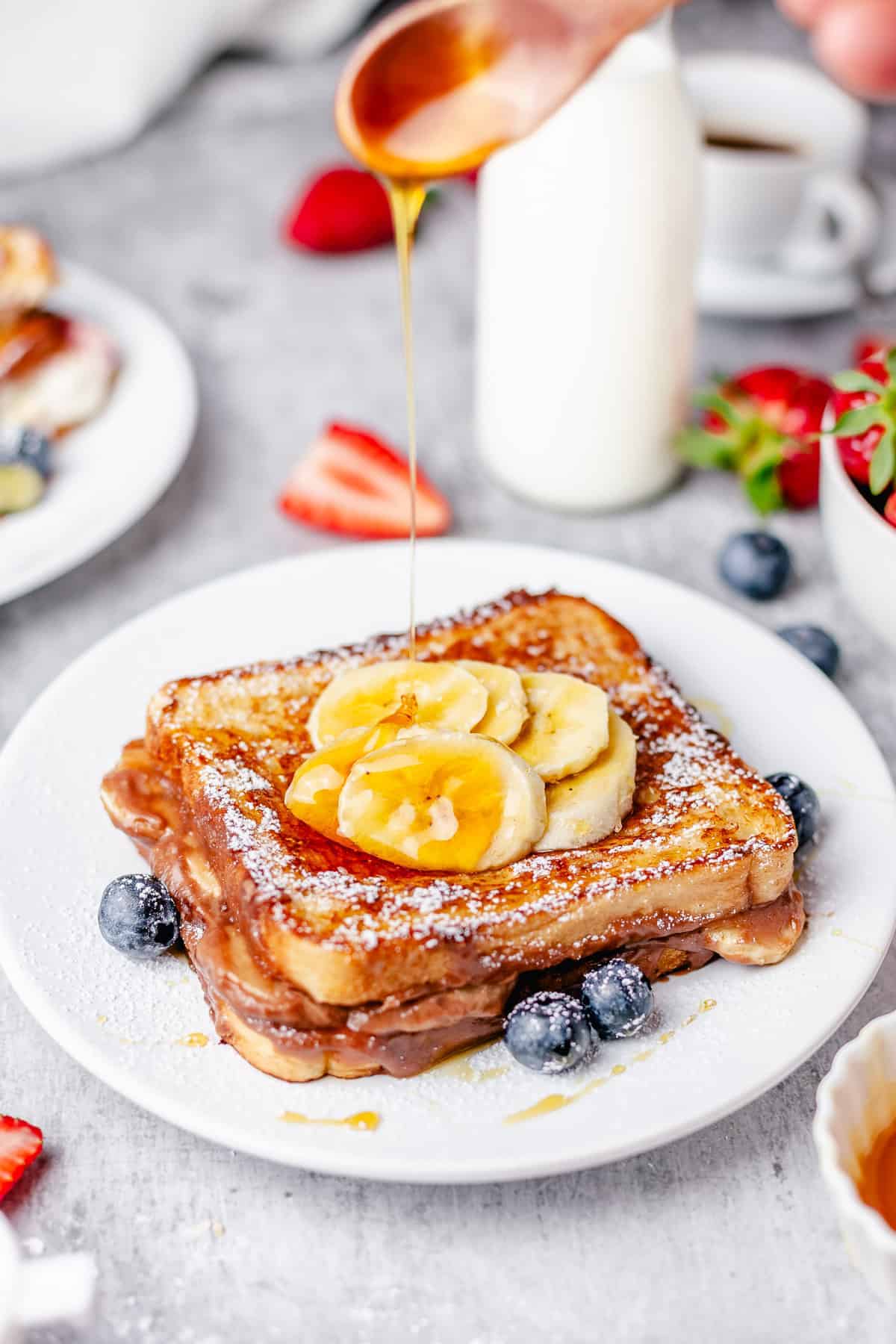 nutella french toast stuffed with banana nutella cream cheese