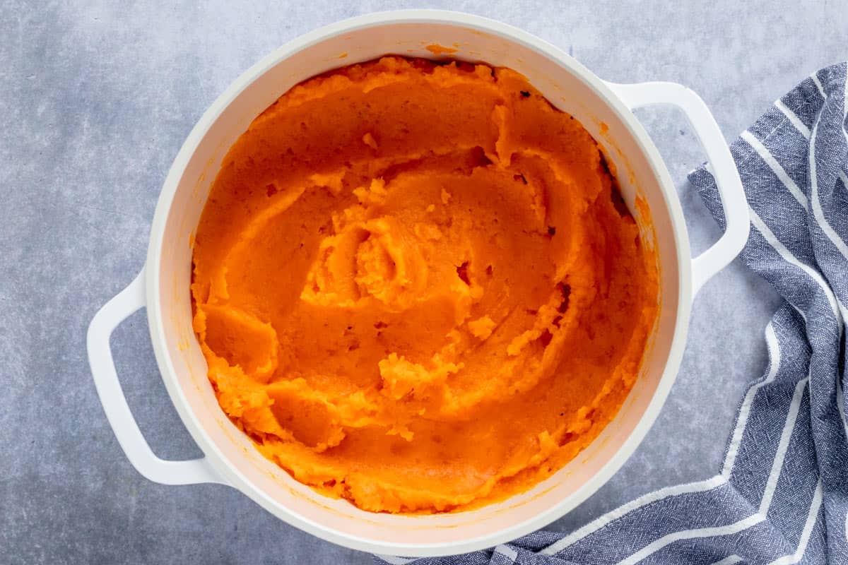 Whipped Sweet Potatoes in a pot