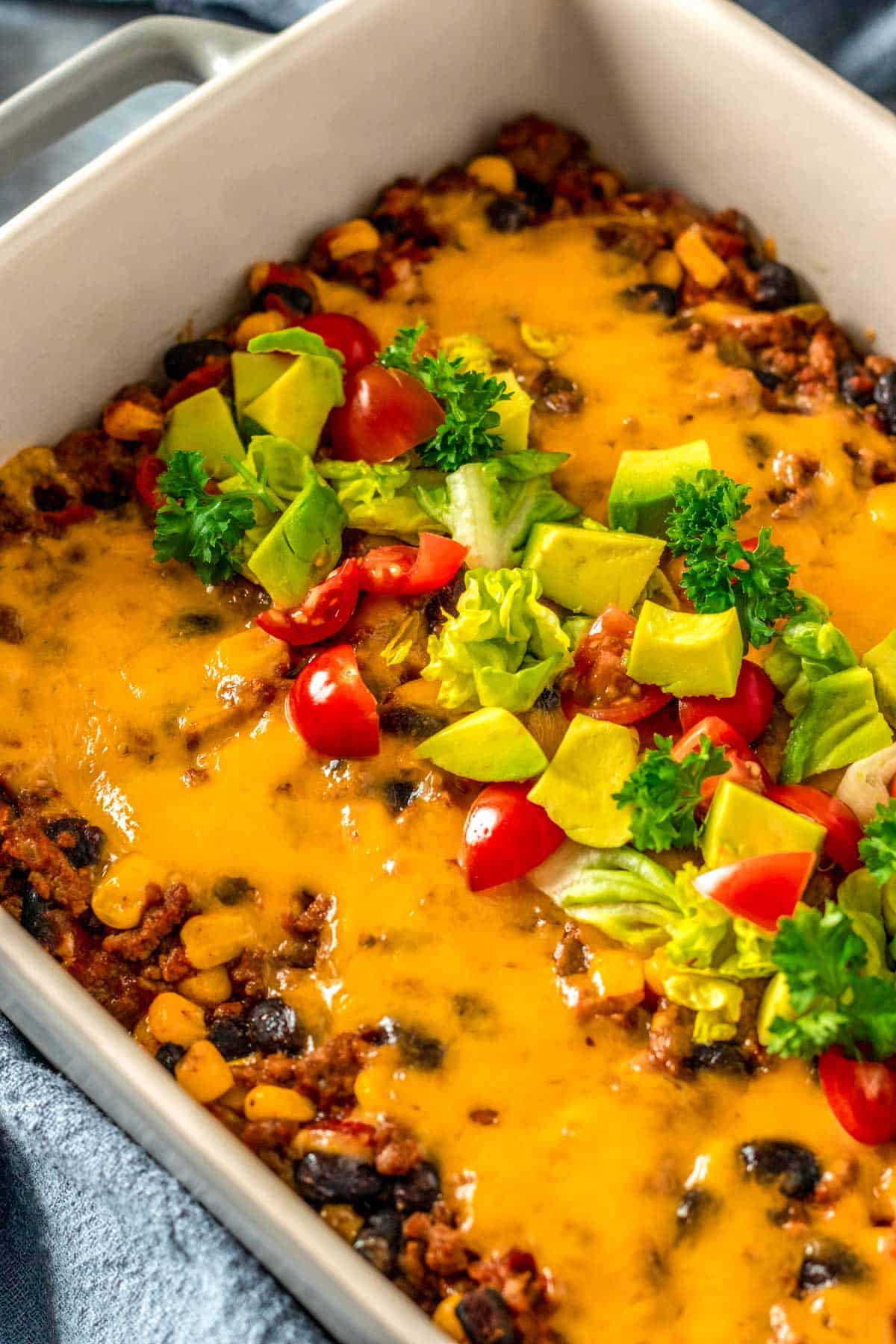 close up shot of easy taco bake