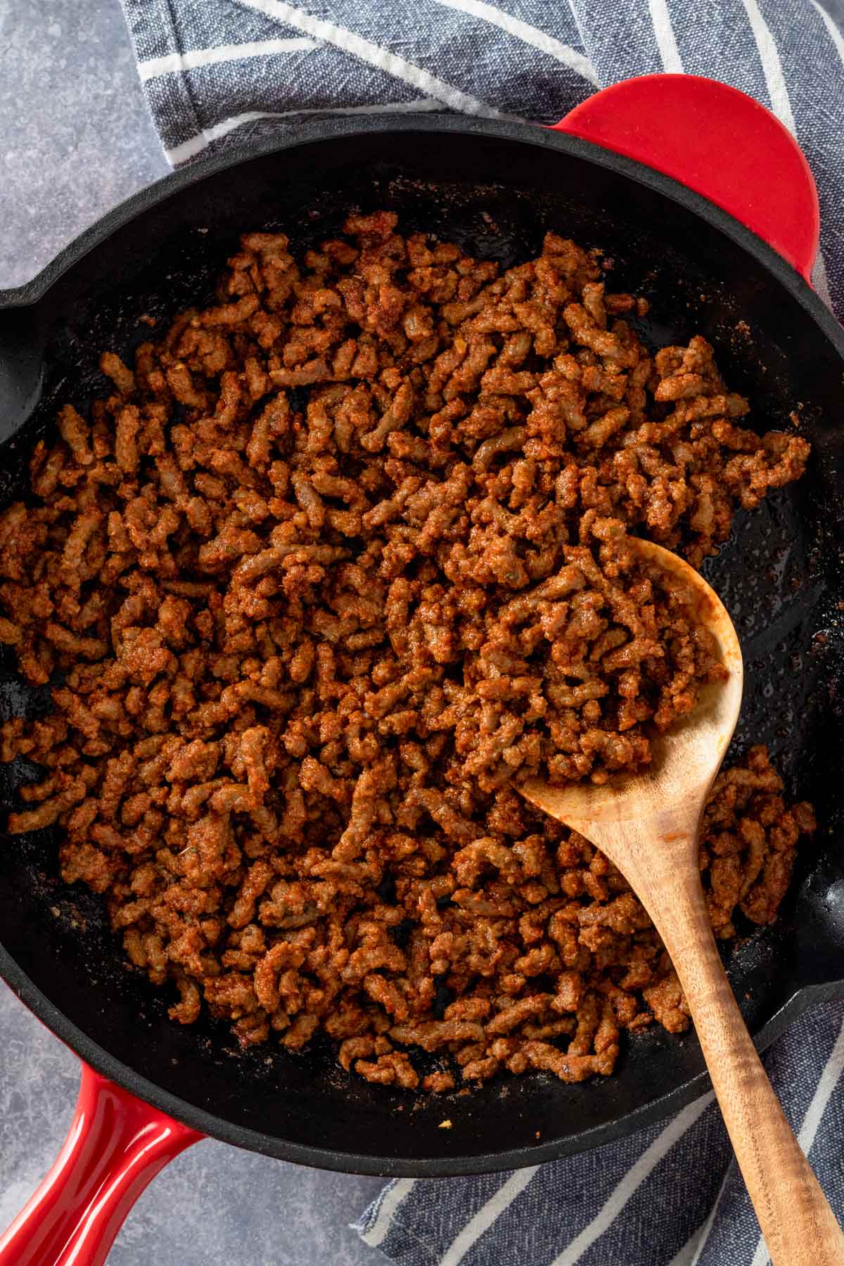 taco meat in skillet