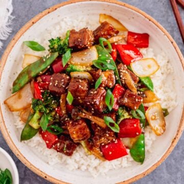 Tofu Veggie Stir Fry over rice