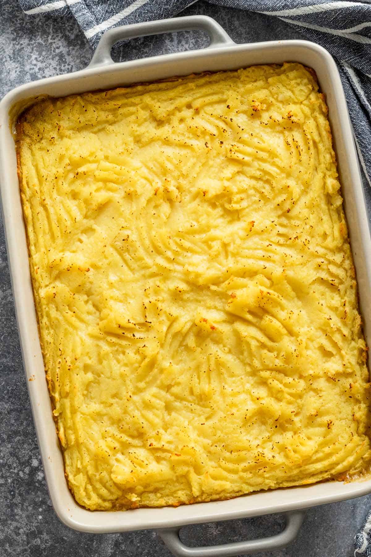 veggie mix topped with a golden layer of mashed potatoes.