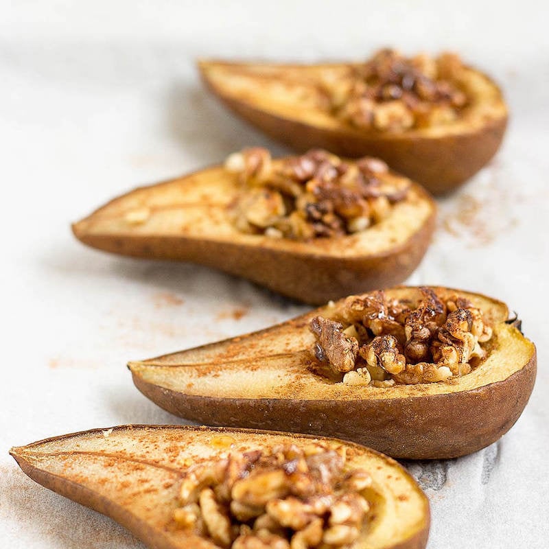 Cinnamon Baked Pears With Walnuts and Maple Syrup