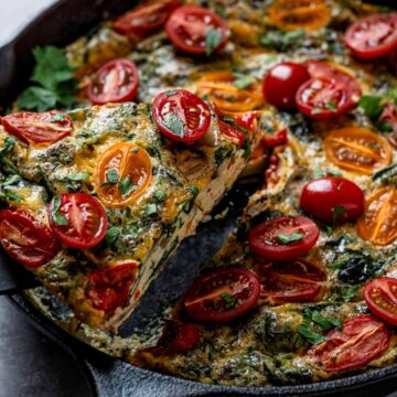 baked vegetable frittata slice